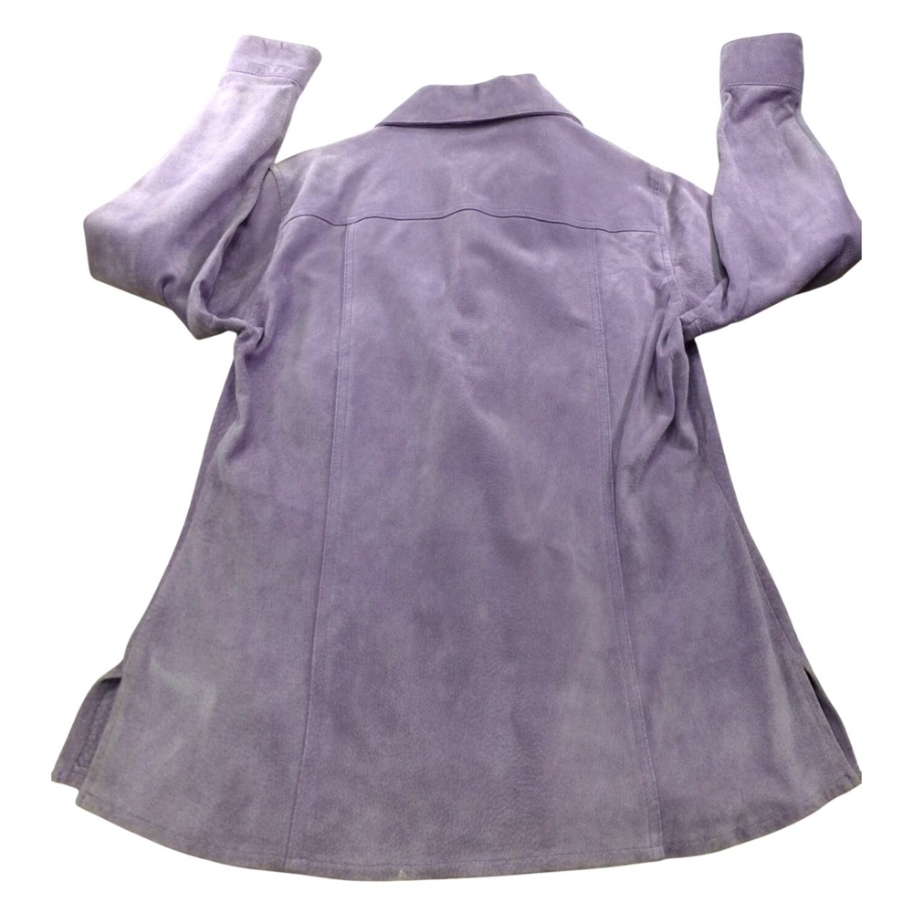 A.M.I. Womens Purple Suede Leather Button Up Shirt Long Sleeve Jacket Style 244S - Picture 2 of 13